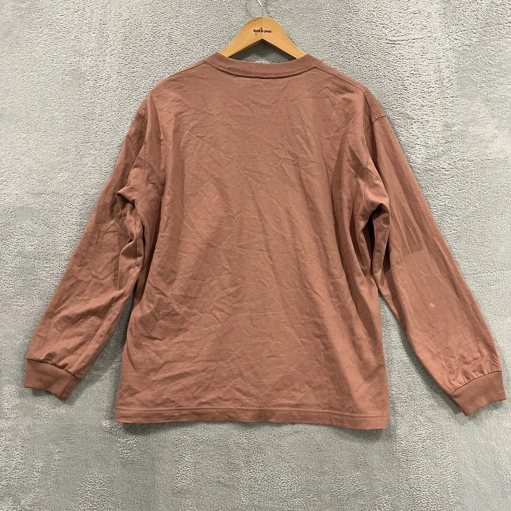 UNIQLO U Pocket Shirt Mens Small Brown Long Sleeve Crew Neck Pullover Tee 444974
